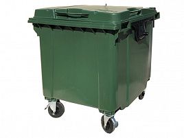 Мусорный контейнер 1100л плоская крышка  зеленый