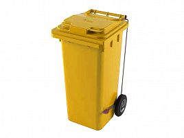Мусорный контейнер с педалью 120л желтый