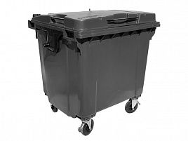 Мусорный контейнер 1100л плоская крышка  серый