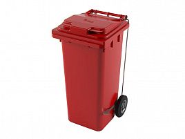 Мусорный контейнер с педалью 120л красный